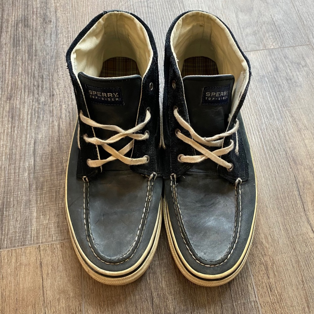 Sperry Top-Sider Bahama Chukka Mens Black Leather Suede Boat Shoes 12 0224394